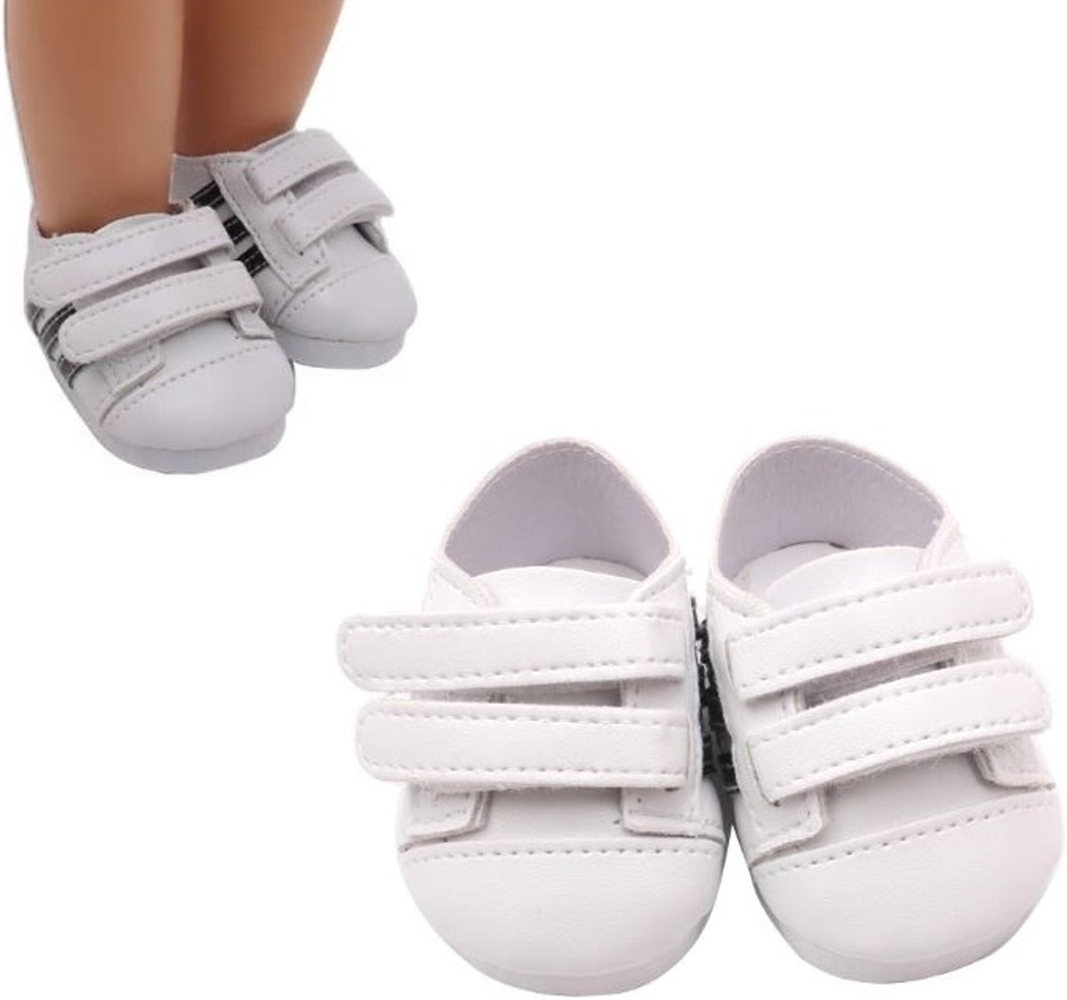 Voor de Pop | Coole Zwart Wit Sneakers | Babypop | Baby Born| Poppenschoentjes | Poppenschoenen | 43cm